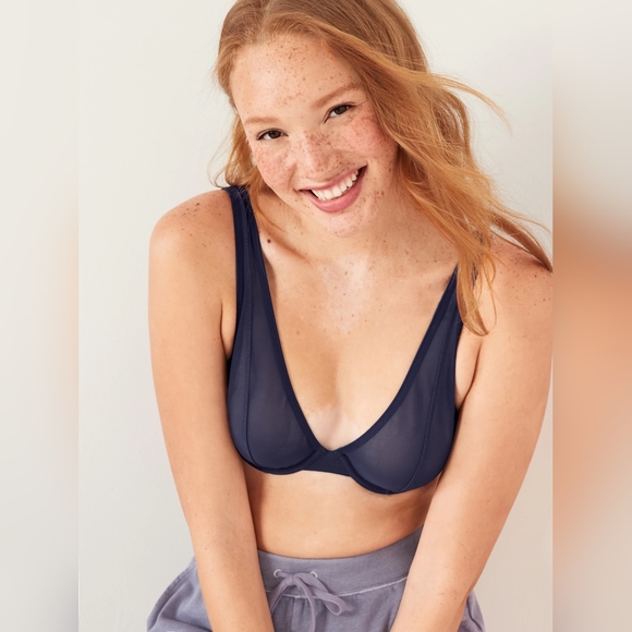 Mesh Unlined Underwire Plunge Bra, Size 40DD - Picture 2 of 8